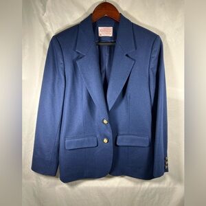 VTG Pendleton Women's Size 6 100% Virgin Wool Navy Blue Blazer Jacket USA Made